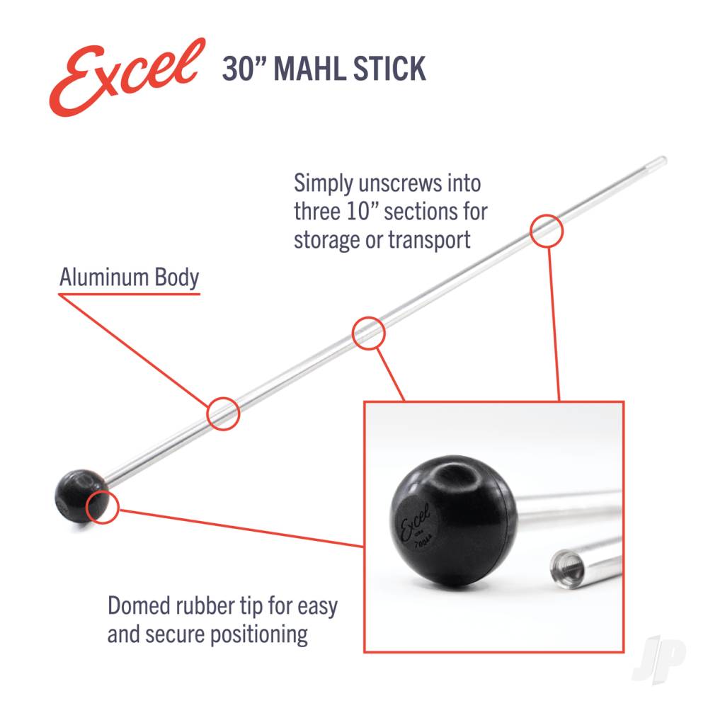 Excel : 3/8x30in Round Aluminium Mahlstick