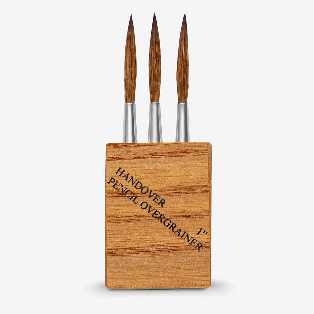 Handover : Sable Pencil Overgrainer Brush Heads in Wood Block : 1 in