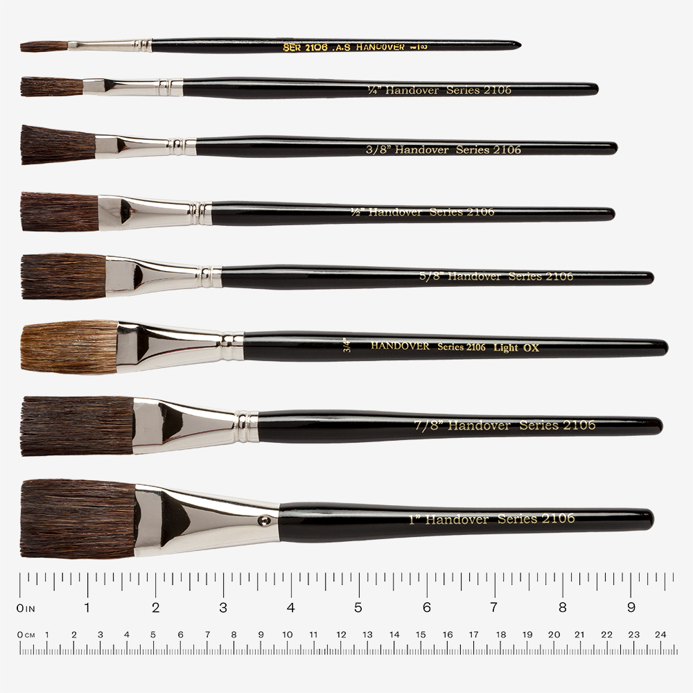 Handover : Brown Ox Hair Mix One Stroke Lettering Brush : 7/8 in