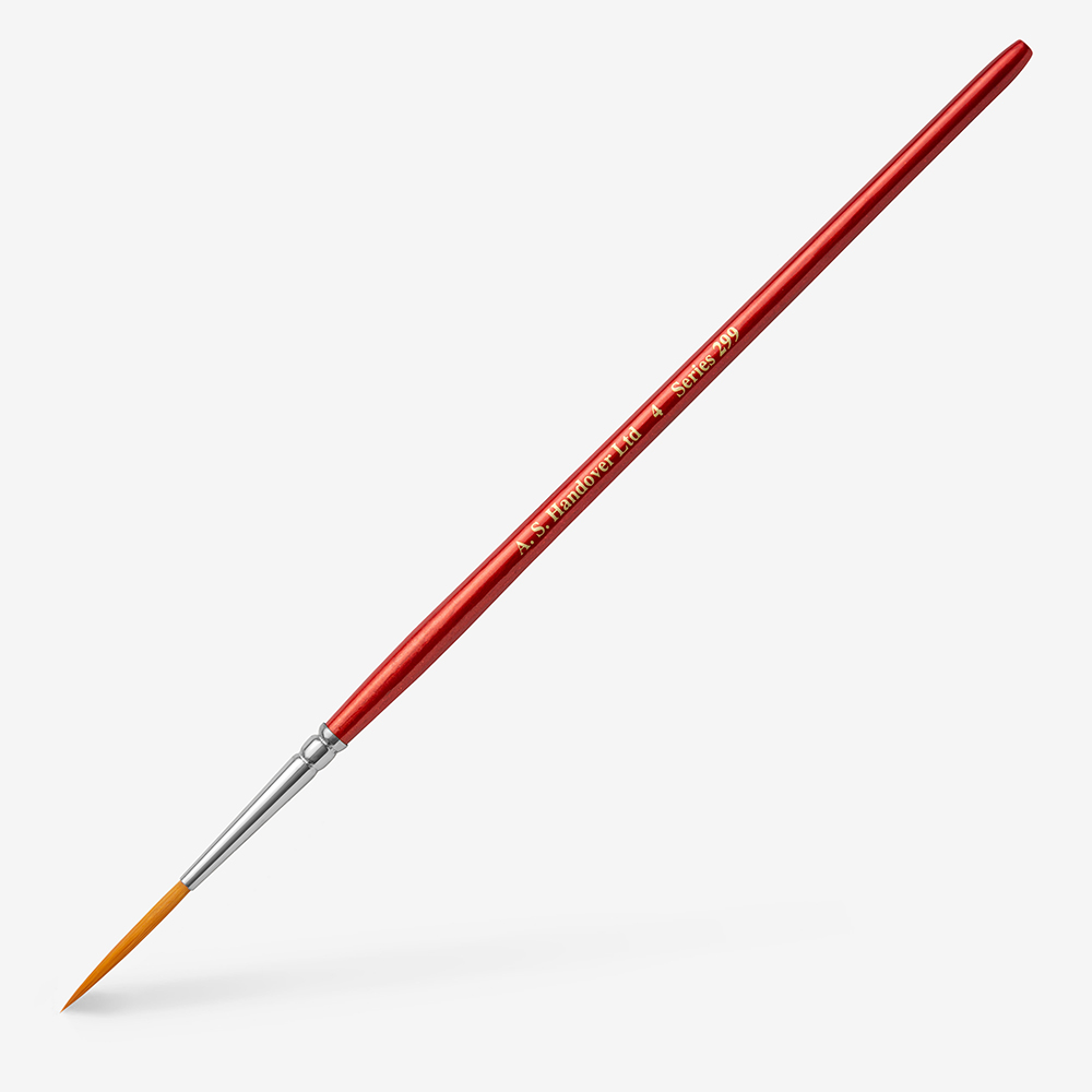 Handover : Synthetic Artist's Brush : Pointed Rigger/Lining Brush : Short Red Handle : Series 299L