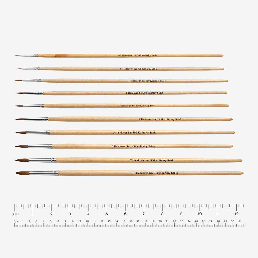 Handover : Pure Sable Oil Colour Brushes : Long Handled : Round Series 300
