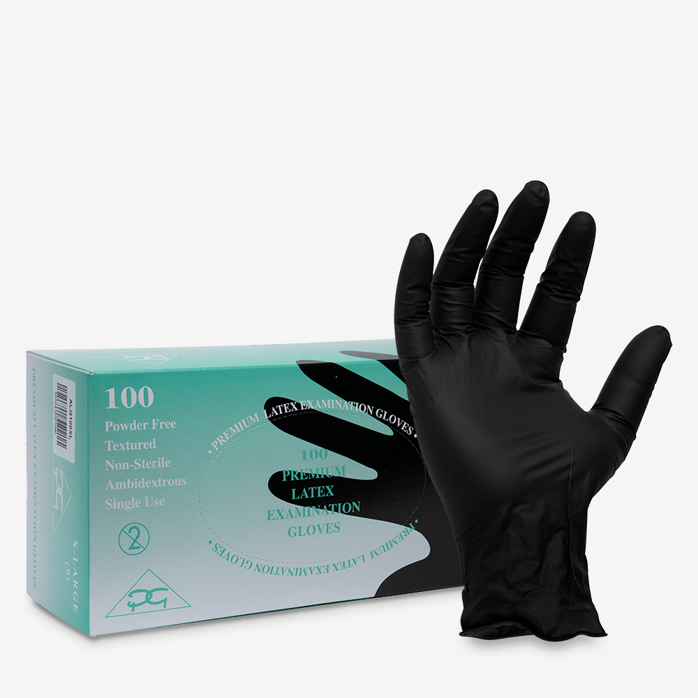 Black Latex Gloves : Box of 100 : Extra Large