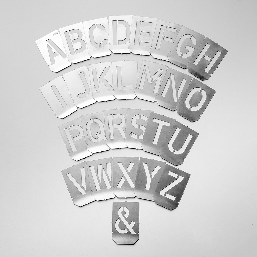 Handover : Set of Metal Lettering Stencils : A-Z : 50mm
