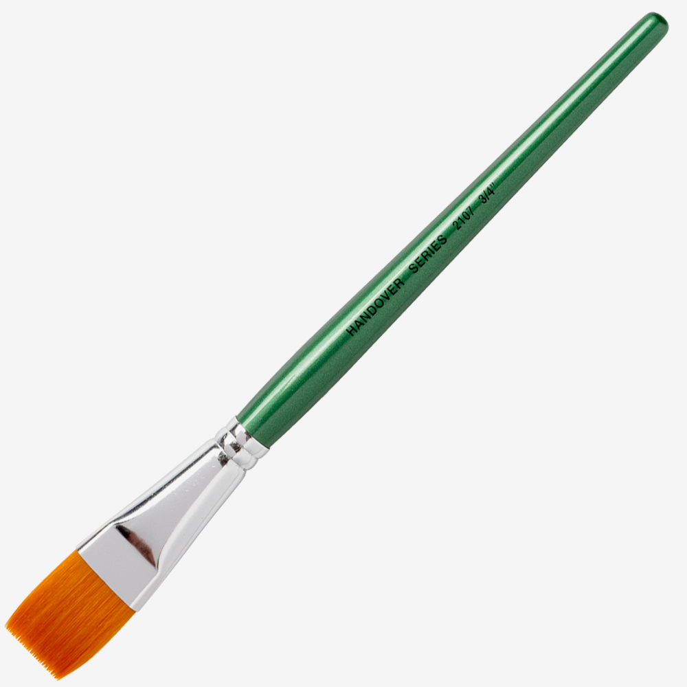 Handover : Series 2107 Synthetic Flat One Stroke Brush : Green Handle : 3/4 in