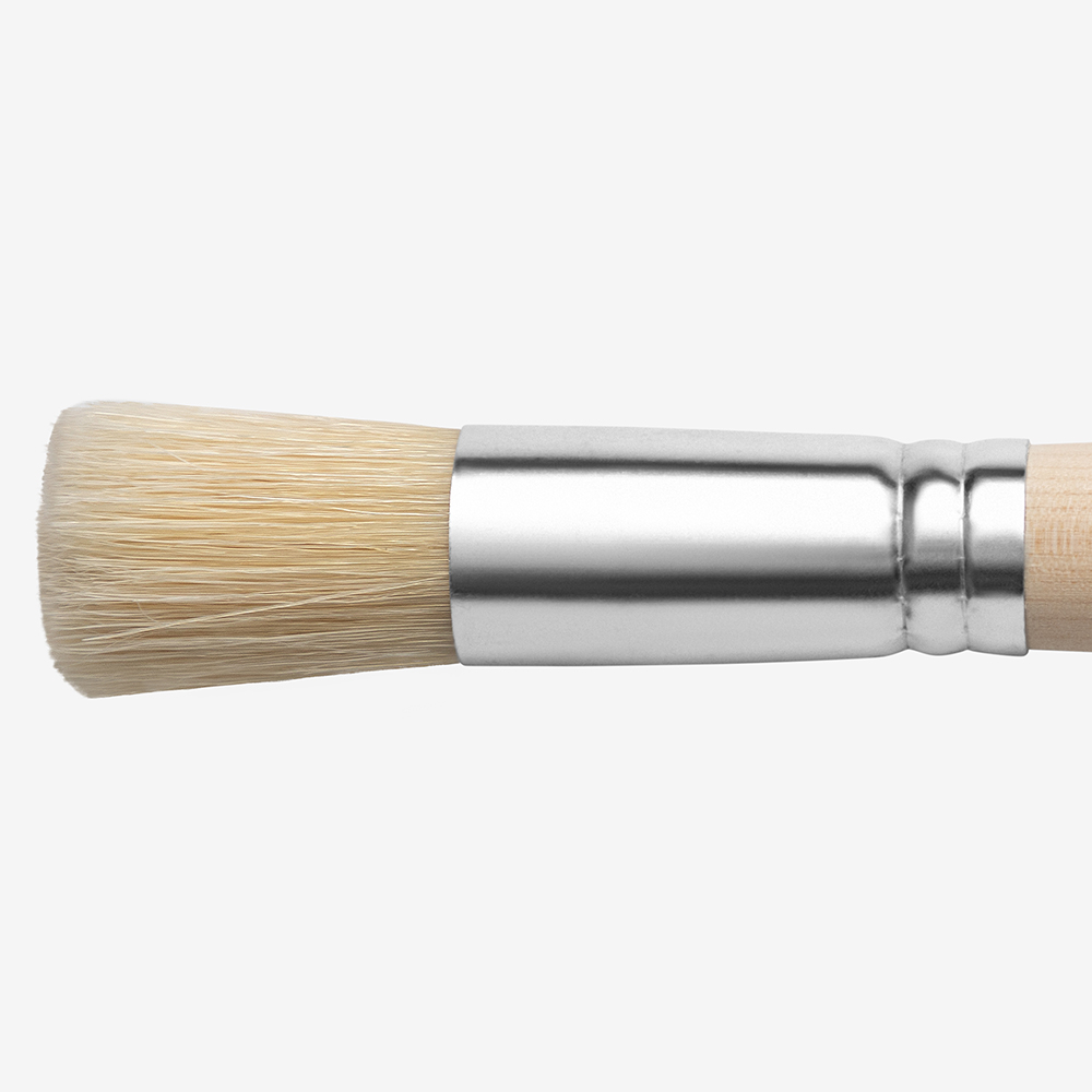 Handover : White Bristle Stencil Brush : Long Handle : 1 in