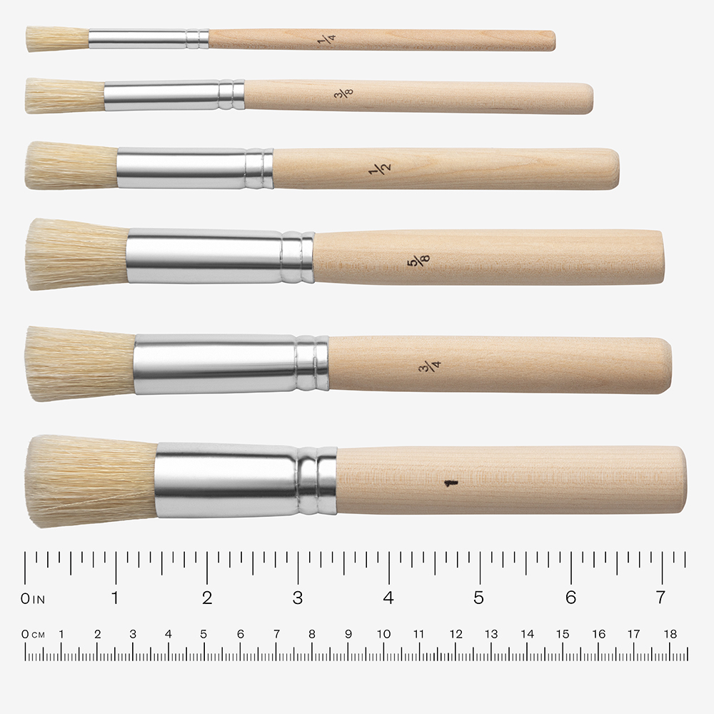 Handover : White Bristle Stencil Brush : Long Handle : 1/4 in
