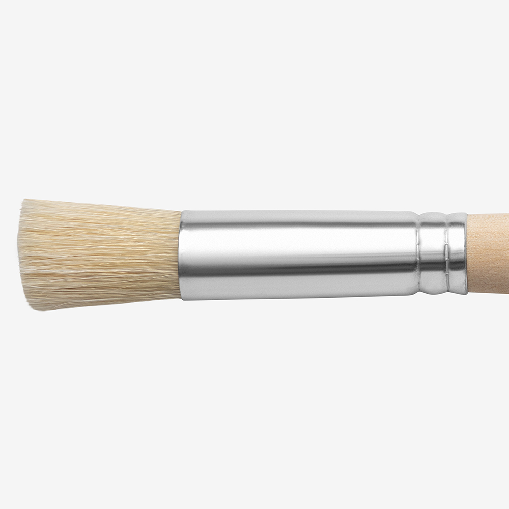 Handover : White Bristle Stencil Brush : Long Handle : 3/4 in