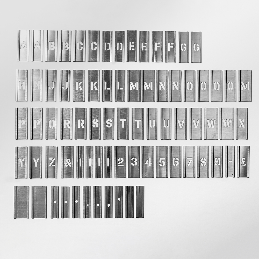 Handover  :  Interlocking  Alphabet/Lettering  Stencils  in  a  76  Piece  Set  :  1/2  in
