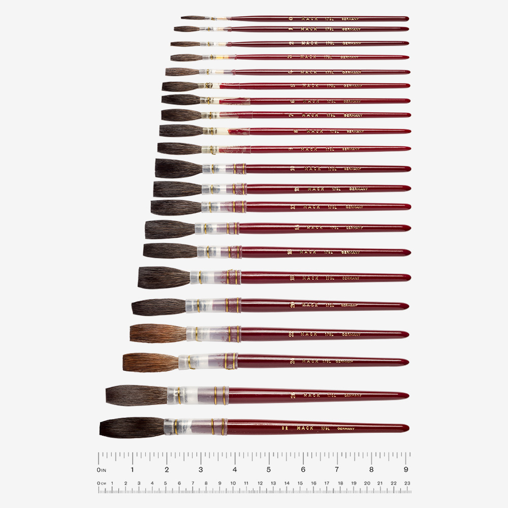 Mack : Series 179L : Brown Pencil Quill, Red Lacquer Handle : # 14