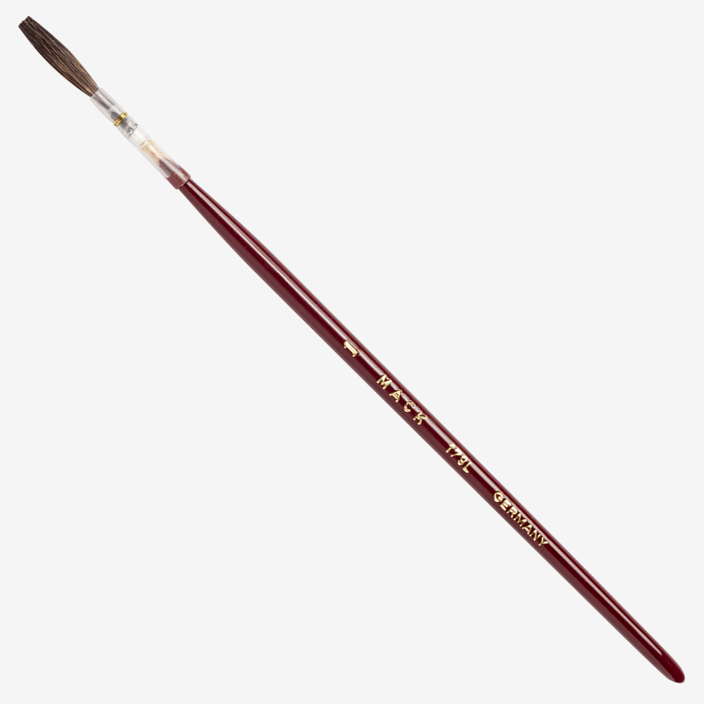 Mack : Series 179L : Brown Pencil Quill, Red Lacquer Handle : # 1