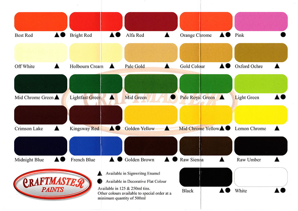 Craftmaster :  Colour Chart