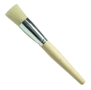 Handover : White Bristle Stencil Brush : Long Handle : 1 in