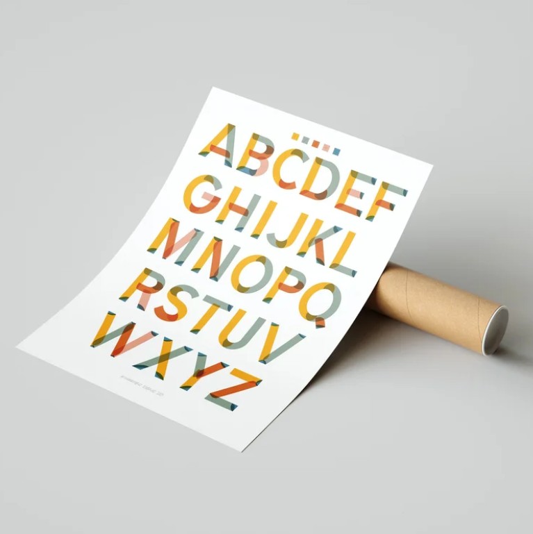 K Harper Signs : Block Alphabet Poster : A3