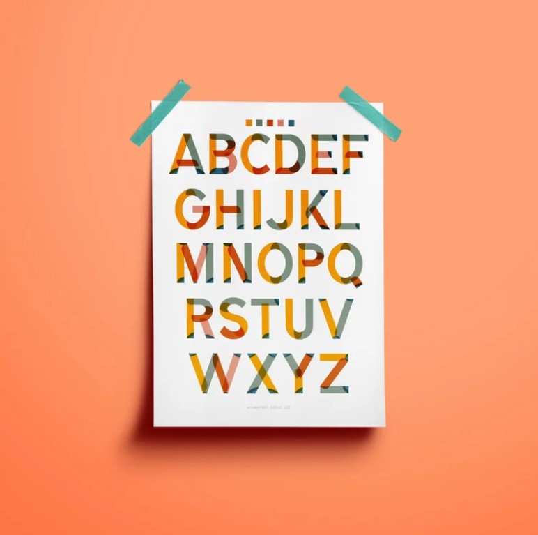 K Harper Signs : Block Alphabet Poster : A3